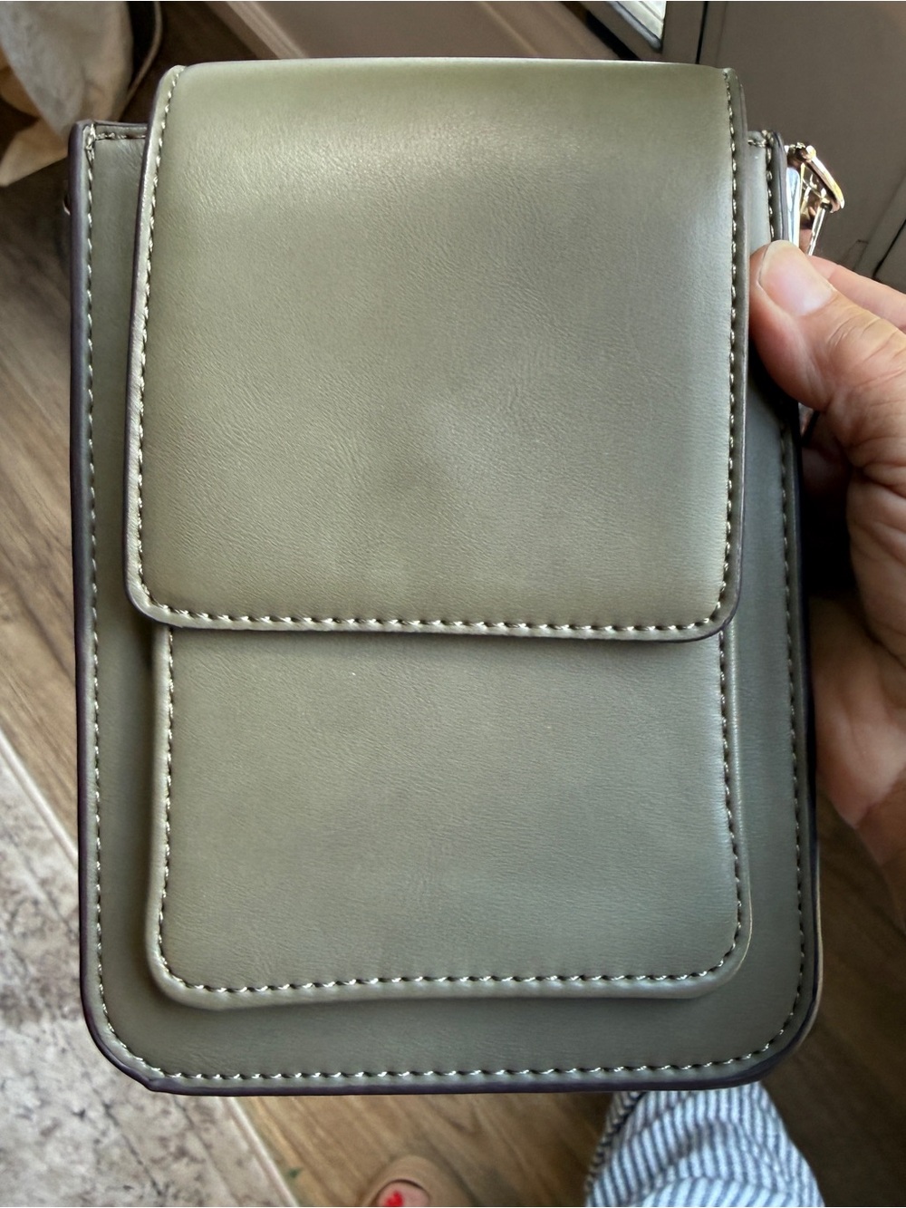 Melie Bianco Vegan Leather Crossbody Phone Bag Pouch  olive green